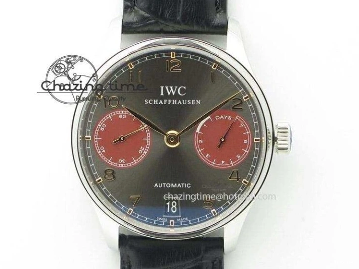 MIROTIME 0701 Lightweight Portuguese Tourbillon IW504602 SS ZF Best Edition Gray Dial on Brown Leather Strap 7177